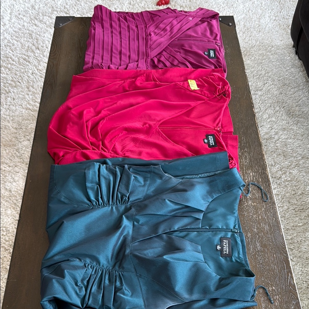 Adrianna Papell Women's Midi Dresses in Burgundy, Red, and Teal (bundle of 3)